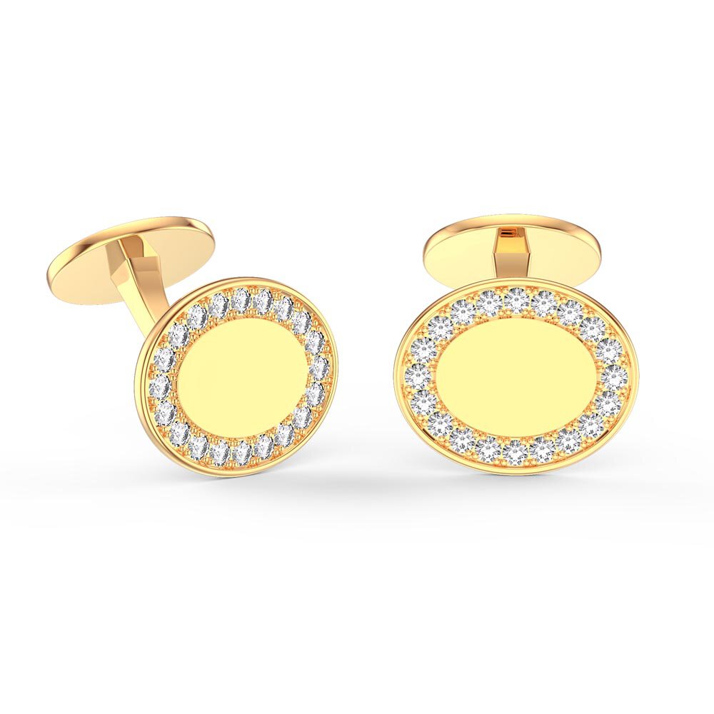 Signature Moissanite 9ct Yellow Gold Oval Cufflinks