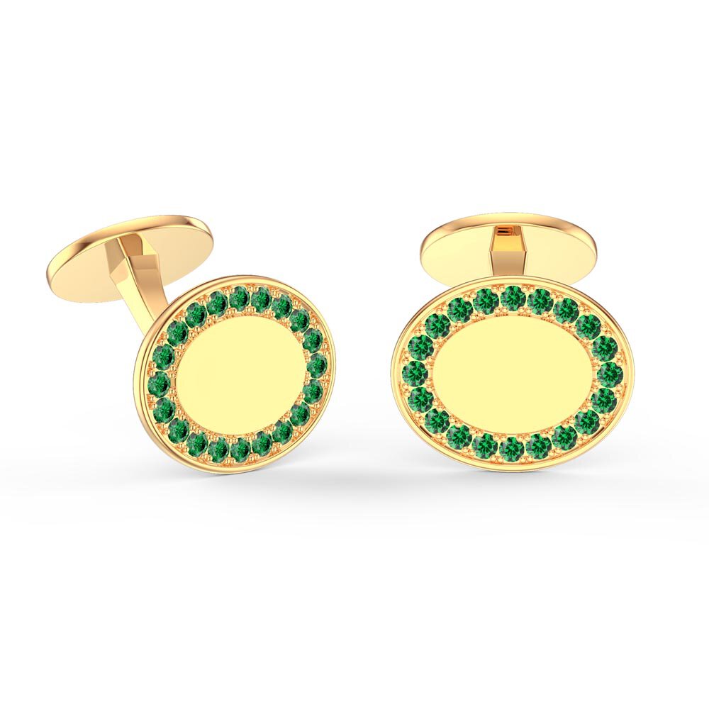 Signature Emerald 9ct Yellow Gold Oval Cufflinks