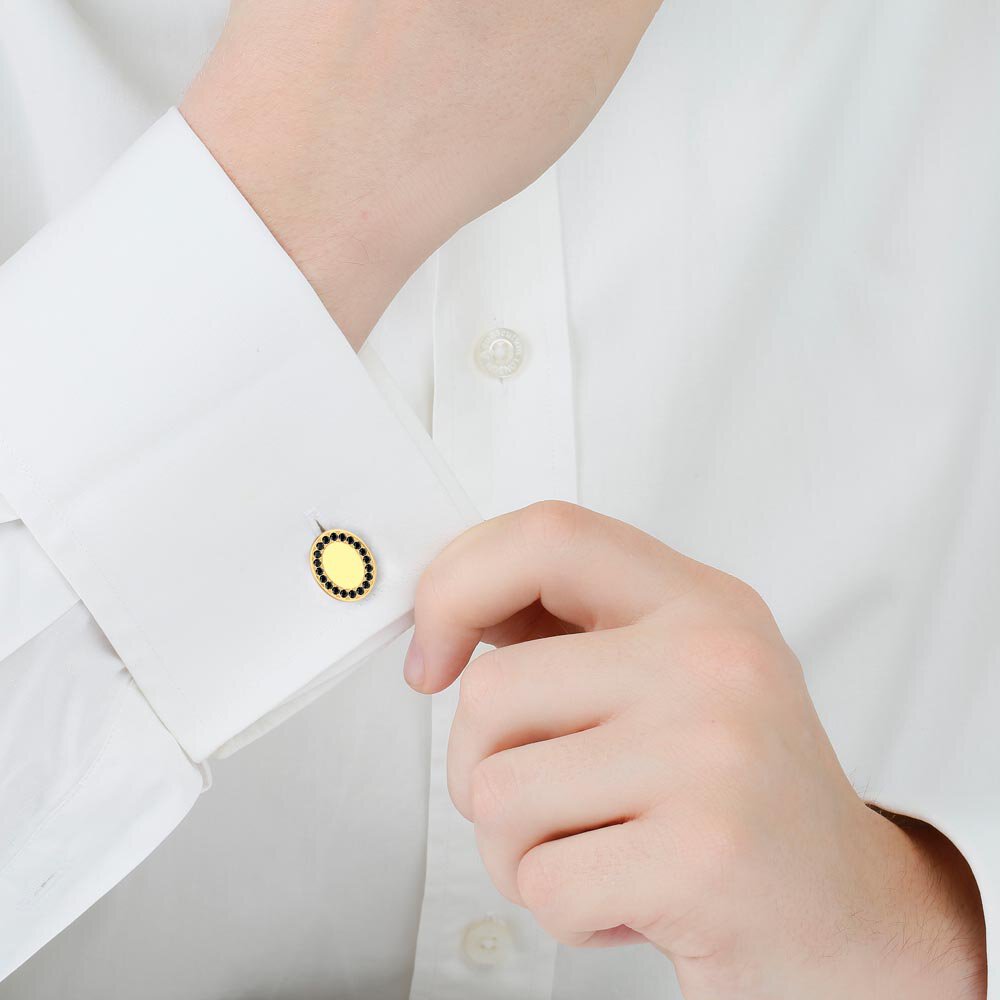 Signature Onyx 9ct Yellow Gold Oval Cufflinks #2