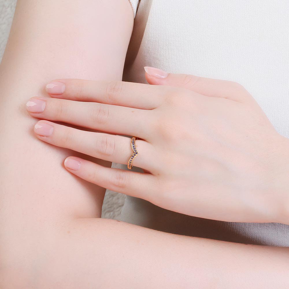 Unity Wishbone Sapphire 9ct Gold Promise Ring #2