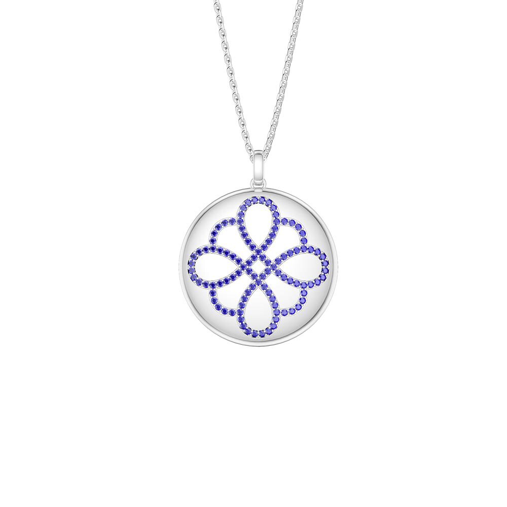 Charisma Sapphire Infinity Knot Platinum plated Silver Large Round Locket