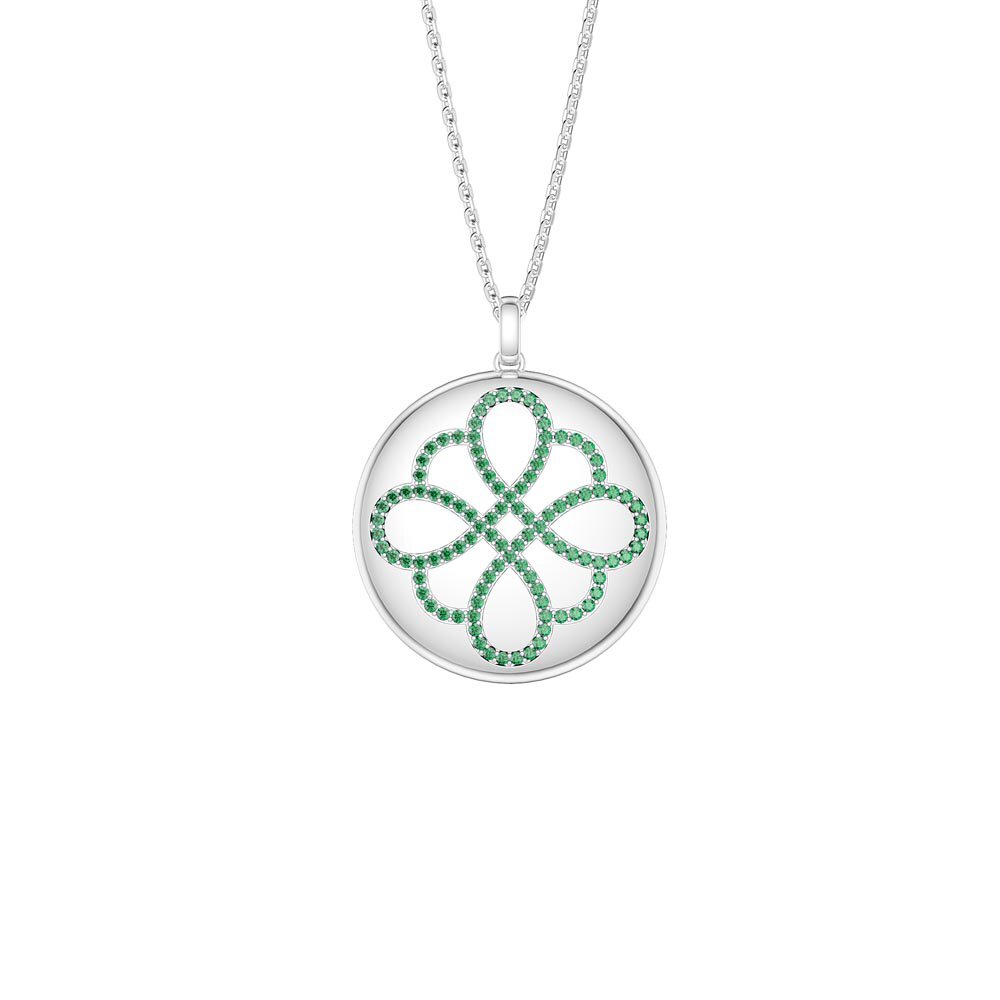 Charisma Emerald Infinity Knot Platinum plated Silver Large Round Locket