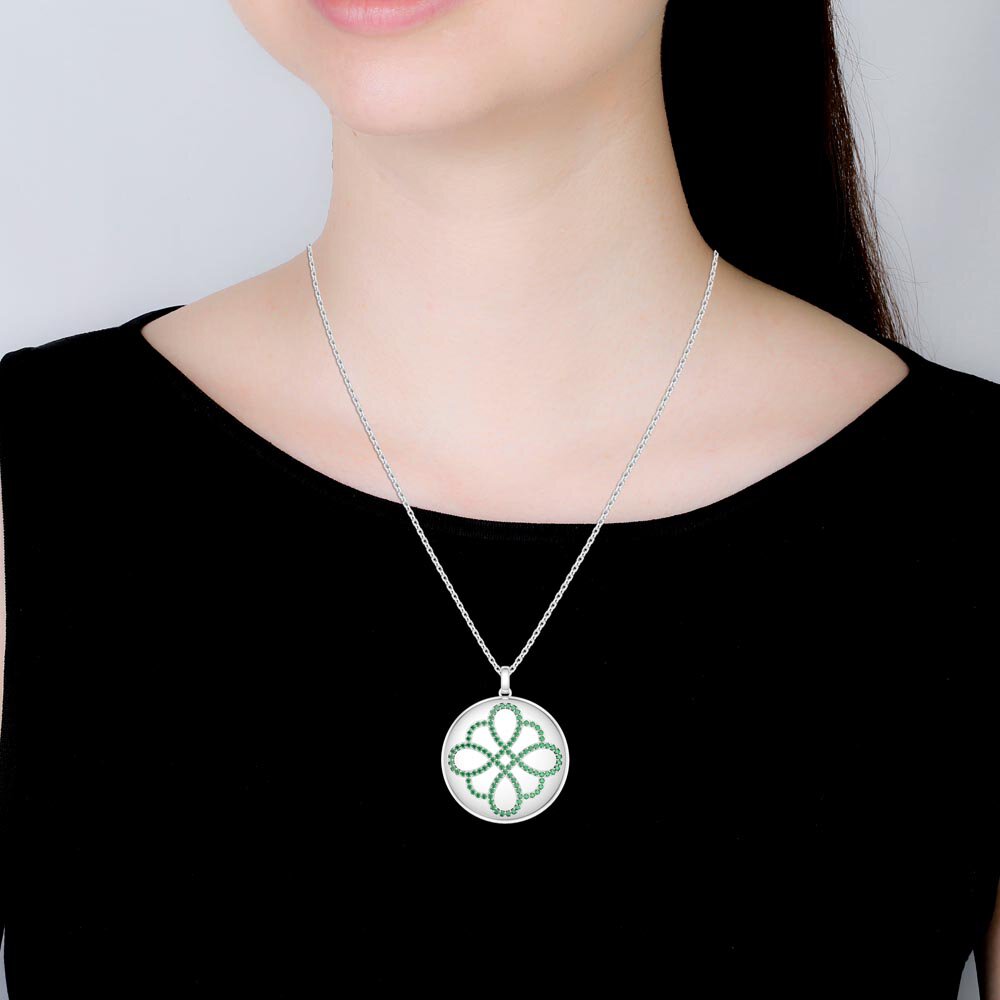 Charisma Emerald Infinity Knot Platinum plated Silver Large Round Locket #2