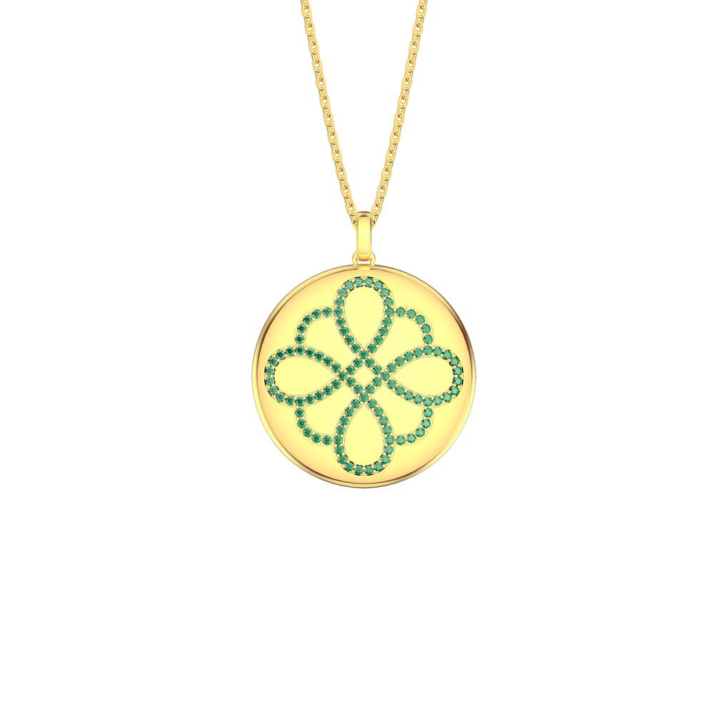 Charisma Emerald Infinity Knot 18ct Gold Vermeil Large Round Locket