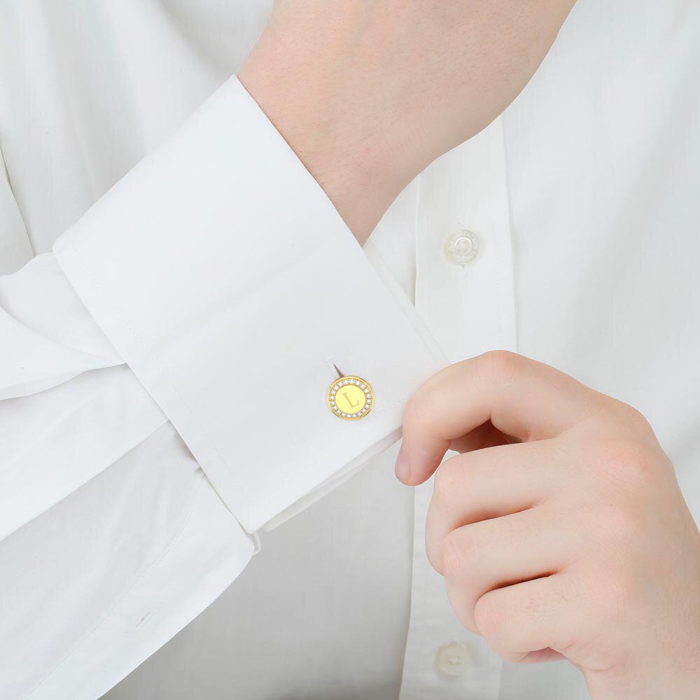 Signature Moissanite 9ct Yellow Gold Round Cufflinks #2