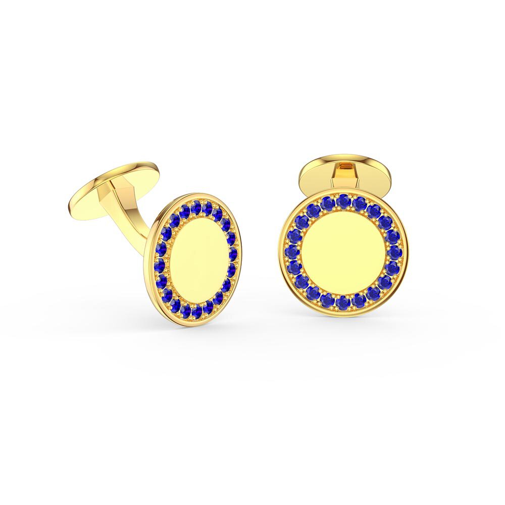 Signature Sapphire 9ct Yellow Gold Round Cufflinks