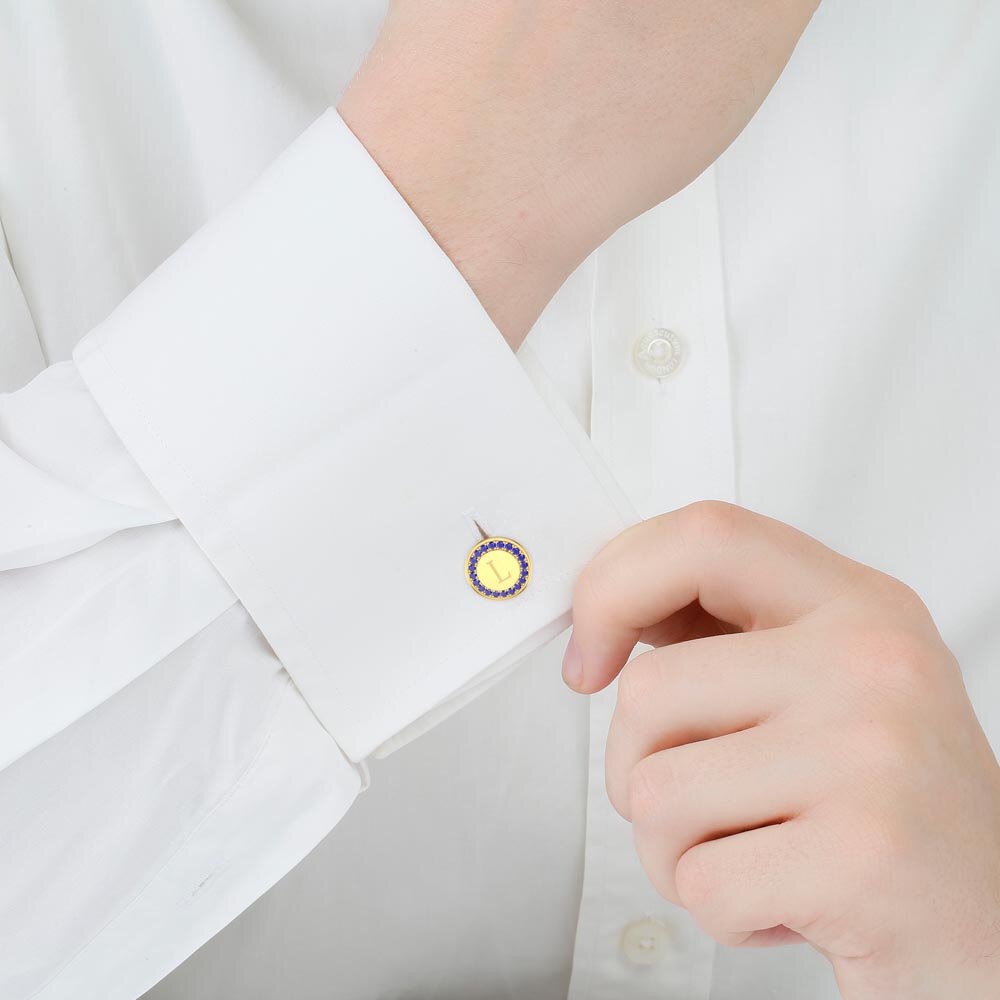 Signature Sapphire 9ct Yellow Gold Round Cufflinks #2