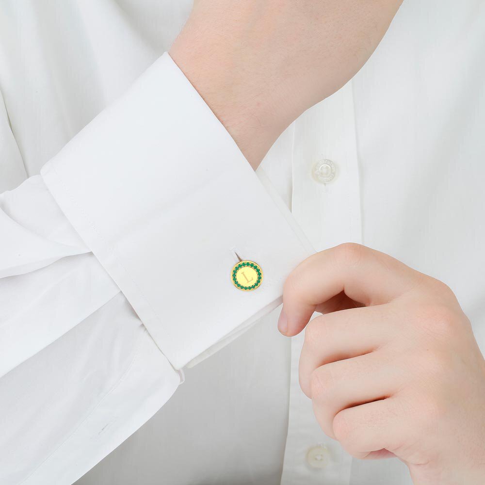 Signature Emerald 9ct Yellow Gold Round Cufflinks #2