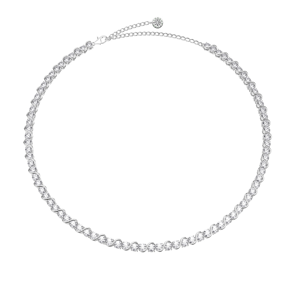 Infinity 20ct Diamond CZ Platinum Plated Silver S Bar Tennis Necklace