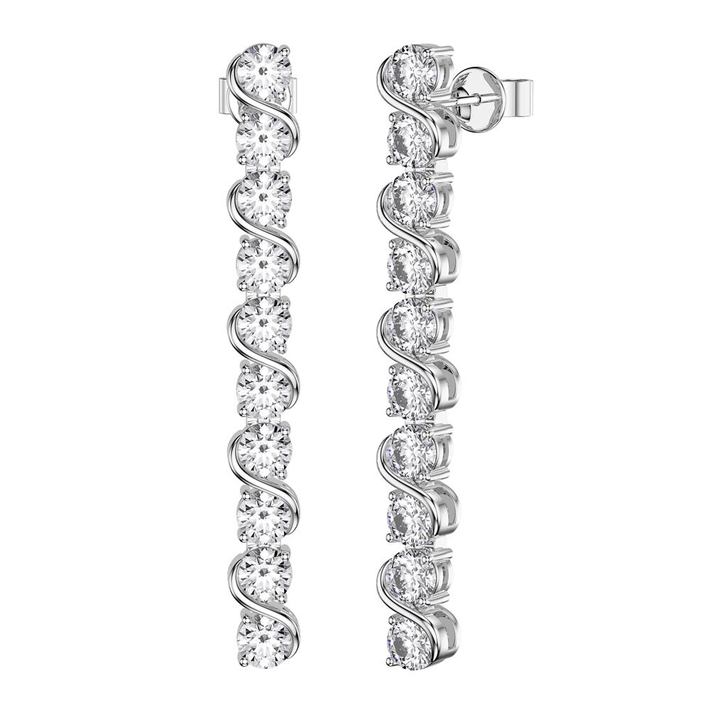 Infinity Moissanite Platinum Plated Silver S Bar Earrings
