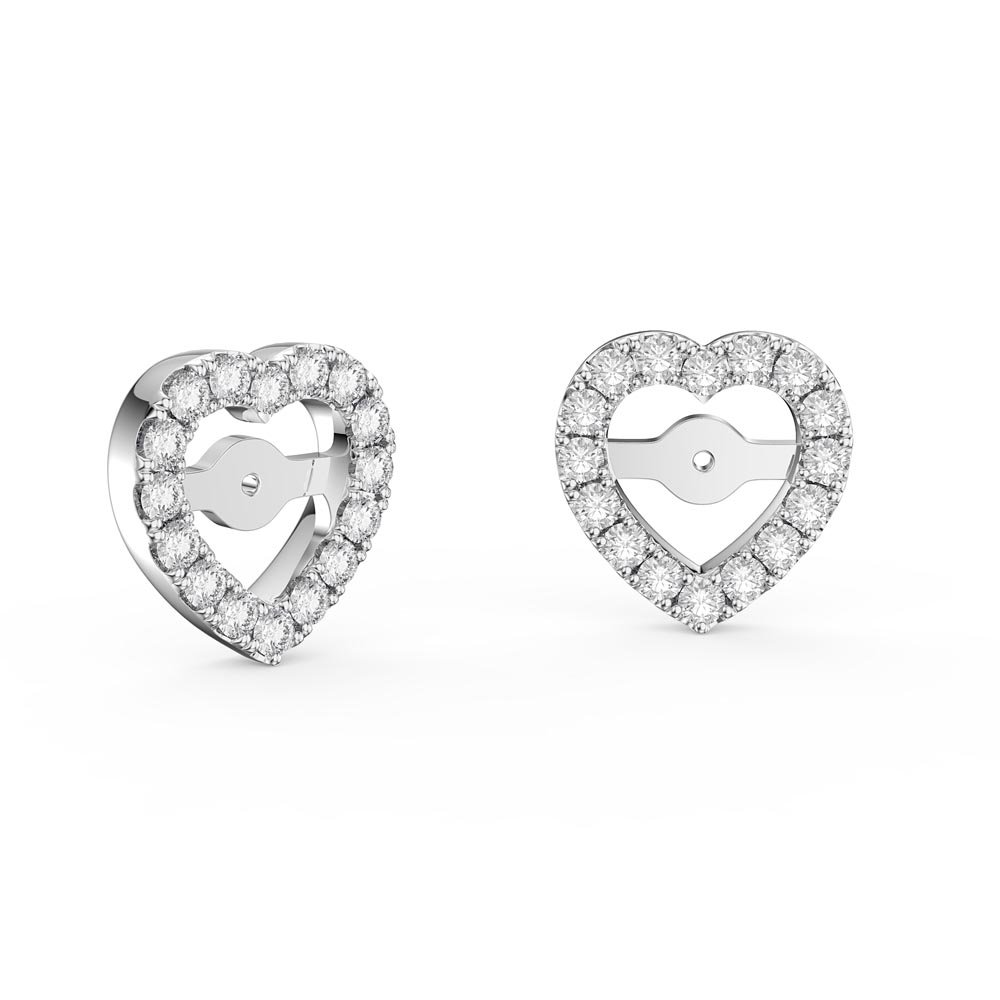 Charisma White Sapphire Platinum Plated Silver Heart Earring Halo Jackets