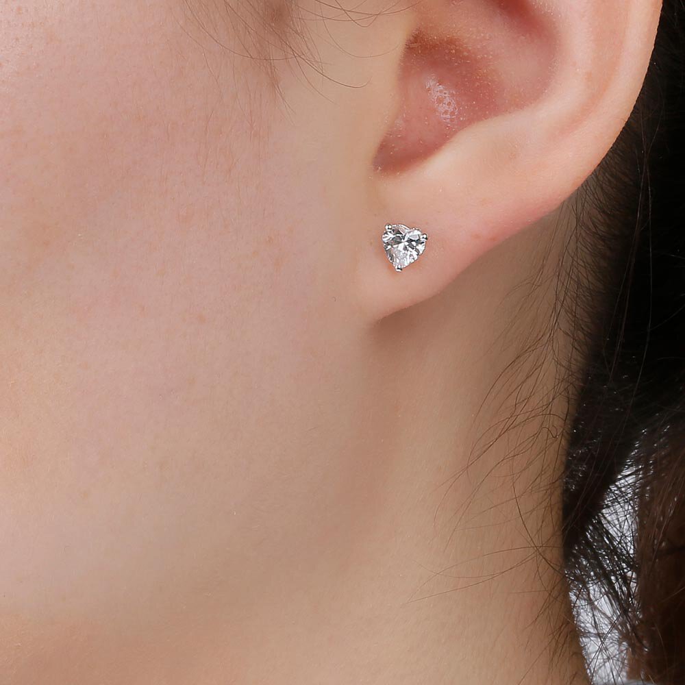Charisma Heart Diamond 18ct White Gold Stud Earrings Halo Jacket Set #4