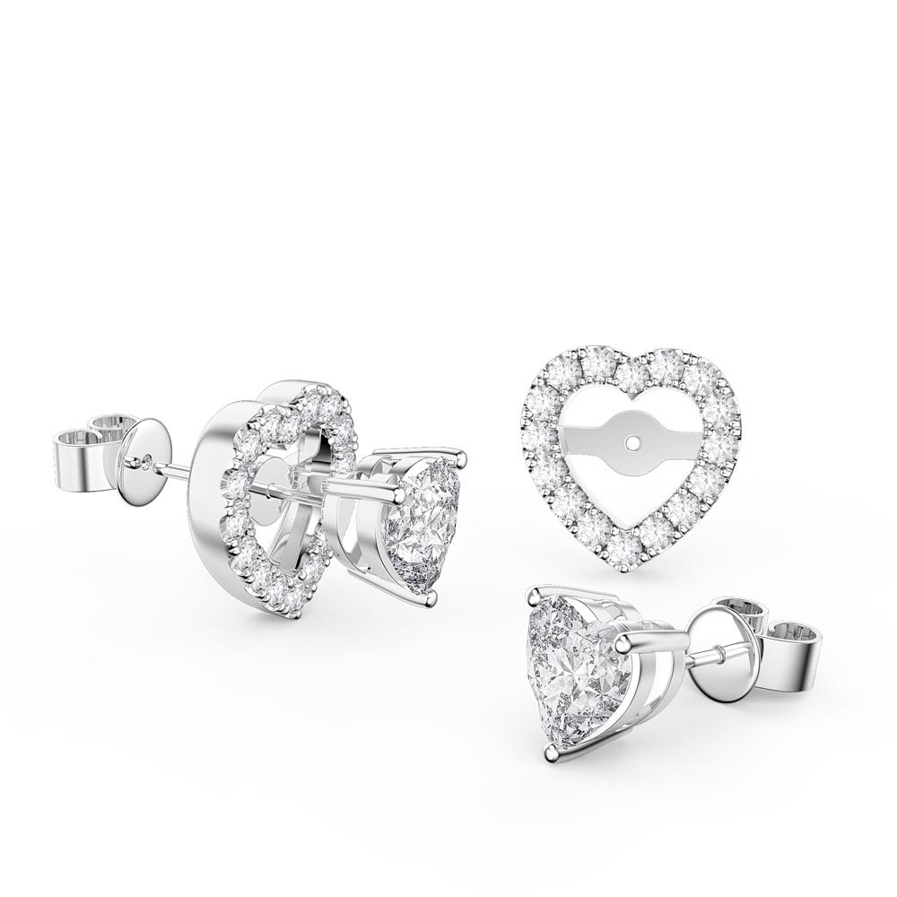 Charisma Heart Diamond 18ct White Gold Stud Earrings Halo Jacket Set