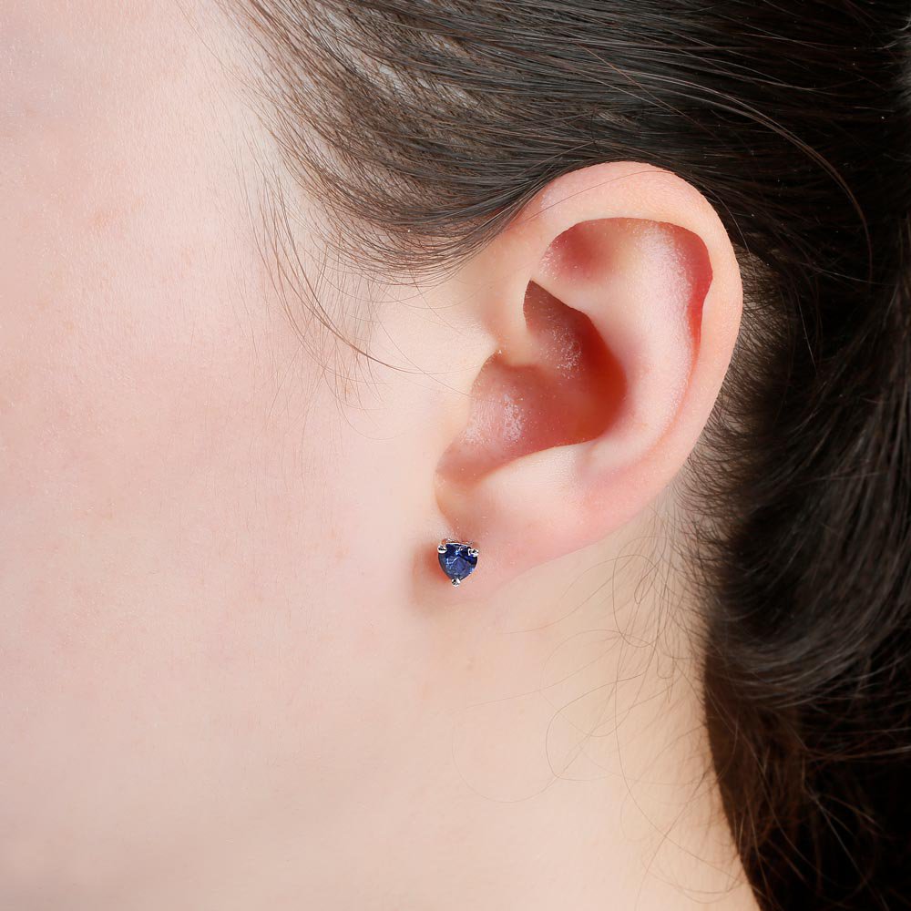 Charisma 1ct Blue Sapphire Heart Platinum Plated Silver Stud Earrings #2