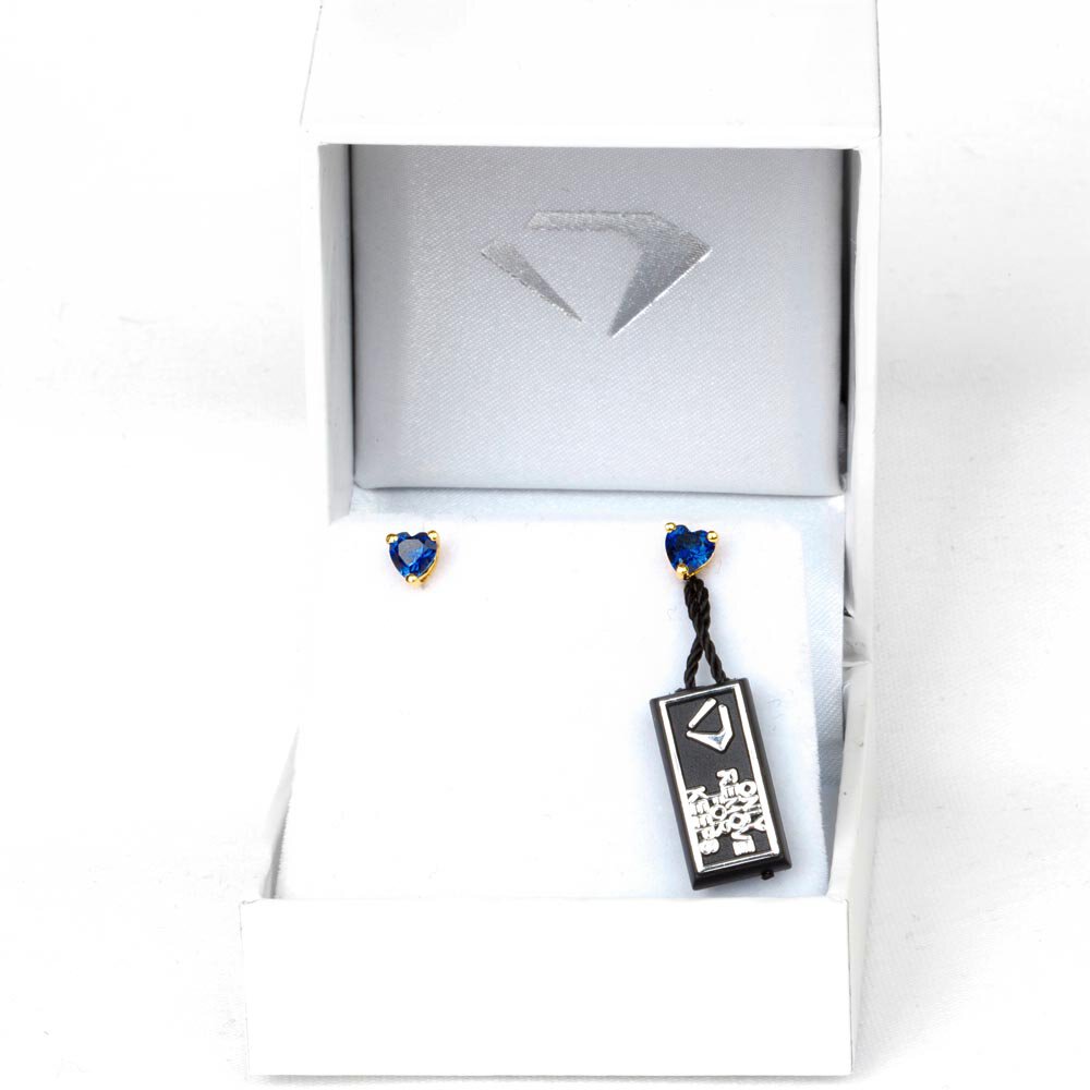 Charisma 1ct Blue Sapphire Heart 18ct Gold Vermeil Stud Earrings #2