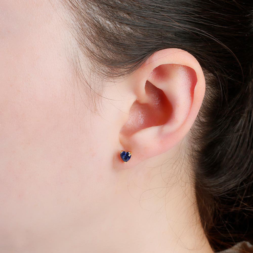 Charisma Heart Blue and White Sapphire 18ct Gold Vermeil Stud Earrings Halo Jacket Set #6