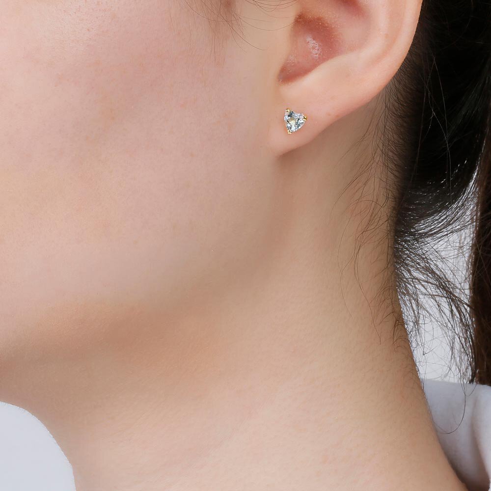 Charisma 1ct Aquamarine Heart 18ct Gold Vermeil Stud Earrings #2