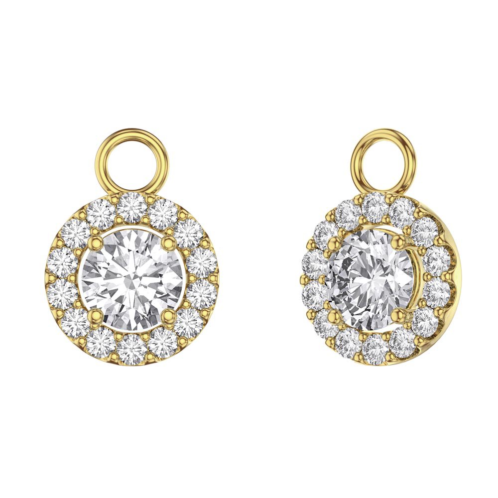 Eternity 1ct White Sapphire Halo 18ct Gold Vermeil Interchangeable Earring Drops