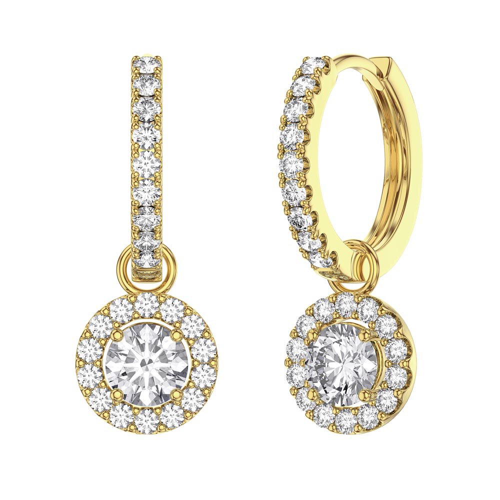 Eternity 1ct White Sapphire Halo 18ct Gold Vermeil Interchangeable Earring Hoop Drop Set