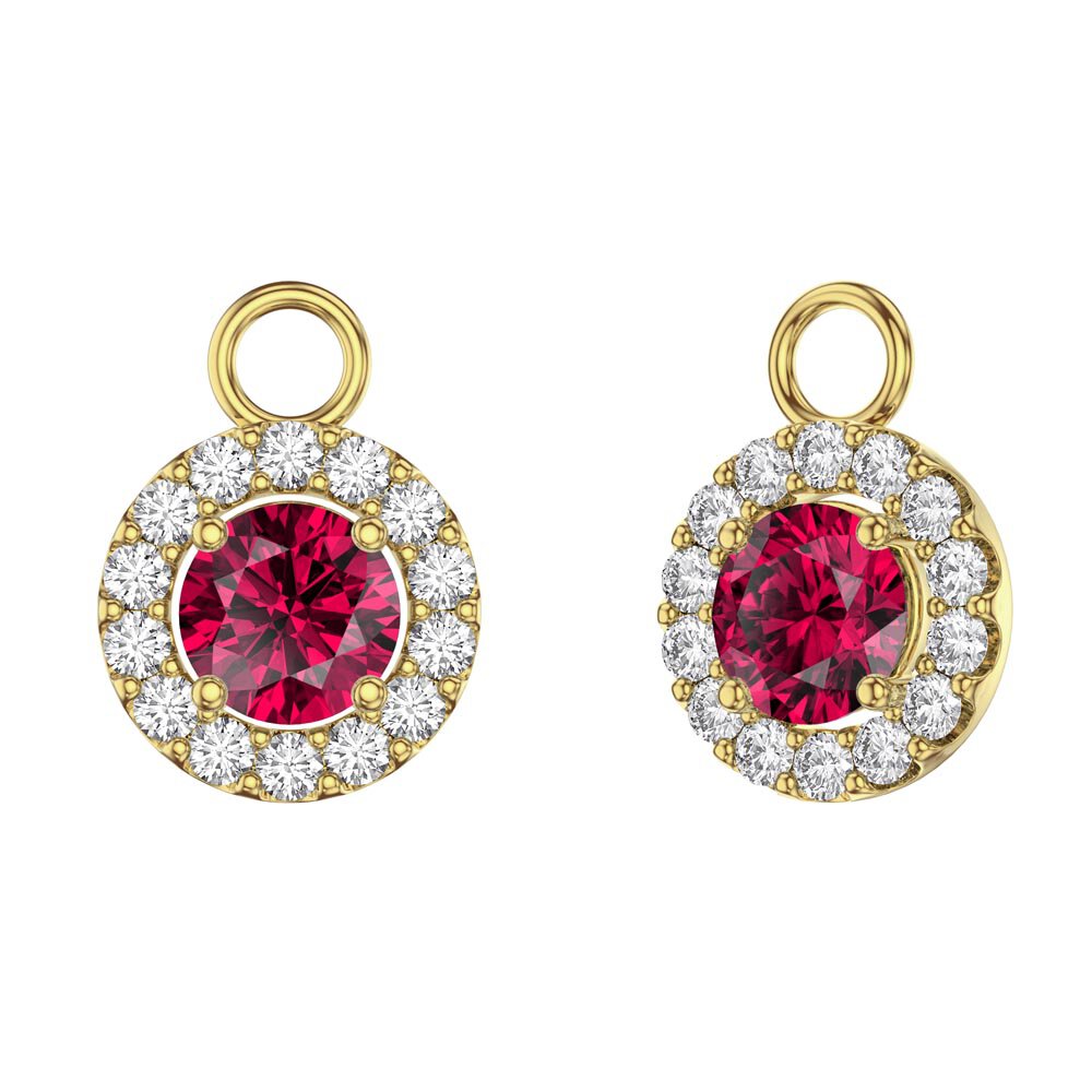 Eternity 1ct Ruby Halo 18ct Gold Vermeil Interchangeable Earring Drops