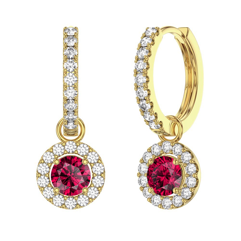 Eternity 1ct Ruby Halo 18ct Gold Vermeil Interchangeable Earring Drops #4