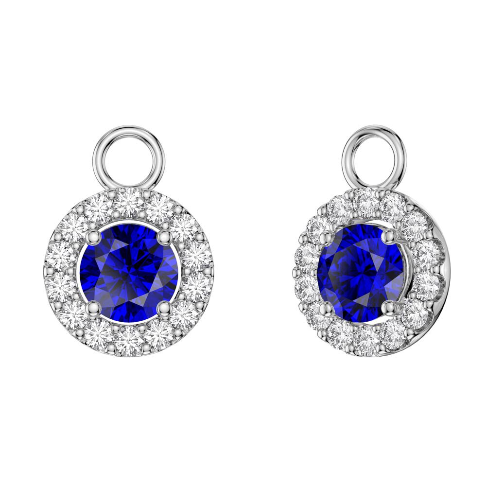 Eternity 1ct Sapphire Halo Platinum plated Silver Interchangeable Hoop Drop Set #4