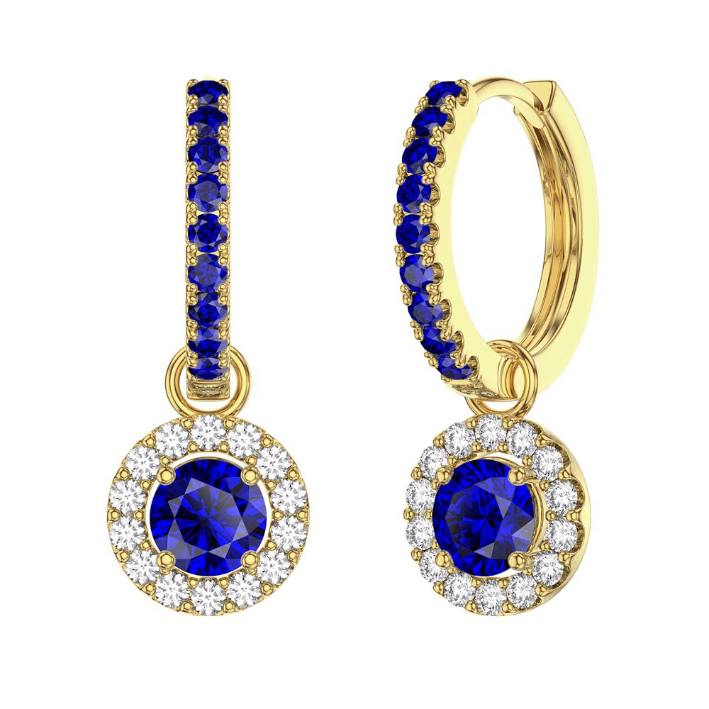 Eternity 1ct Sapphire Halo 18ct Gold Vermeil Interchangeable Earring Drops #5