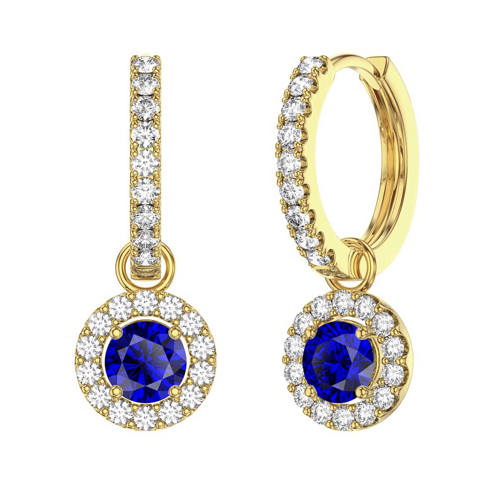 Eternity 1ct Sapphire Halo 18ct Gold Vermeil Interchangeable Earring Drops #4