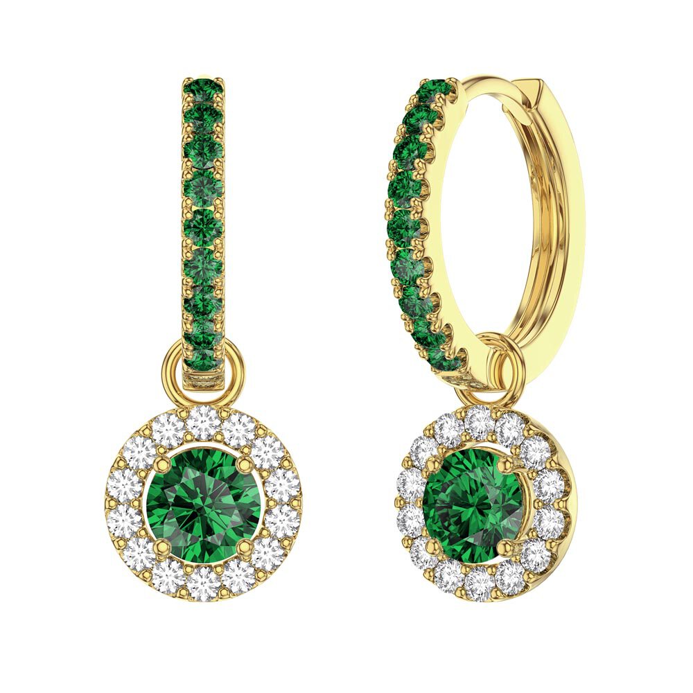 Eternity 1ct Emerald Halo 18ct Gold Vermeil Interchangeable Earring Drops #5
