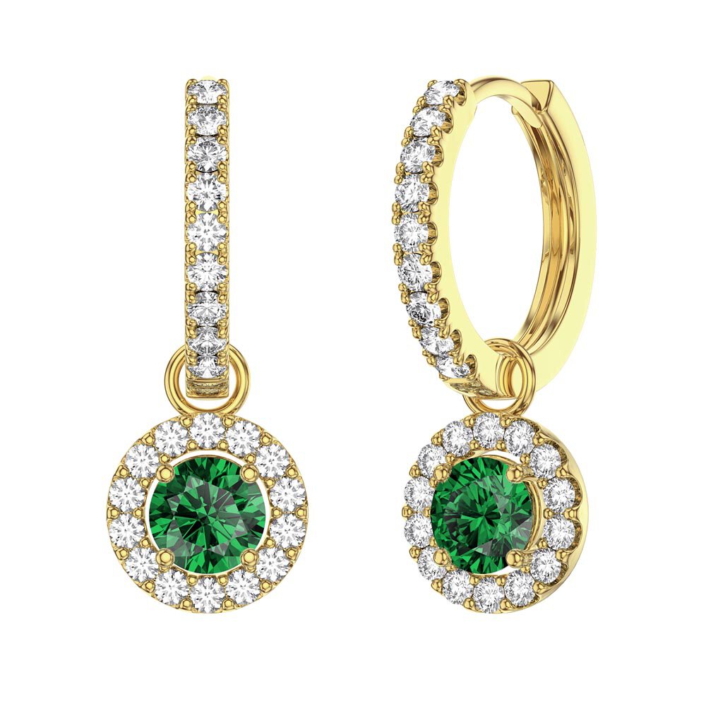 Eternity 1ct Emerald Halo 18ct Gold Vermeil Interchangeable Earring Drops #4