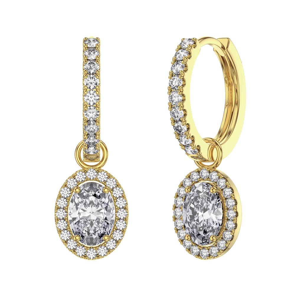 Eternity 1.5ct White Sapphire Oval Halo 18ct Gold Vermeil Interchangeable Hoop Drop Set