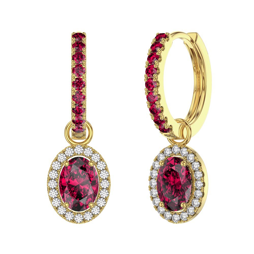 Eternity 1.5ct Ruby Oval Halo 18ct Gold Vermeil Interchangeable Earring Drops #6