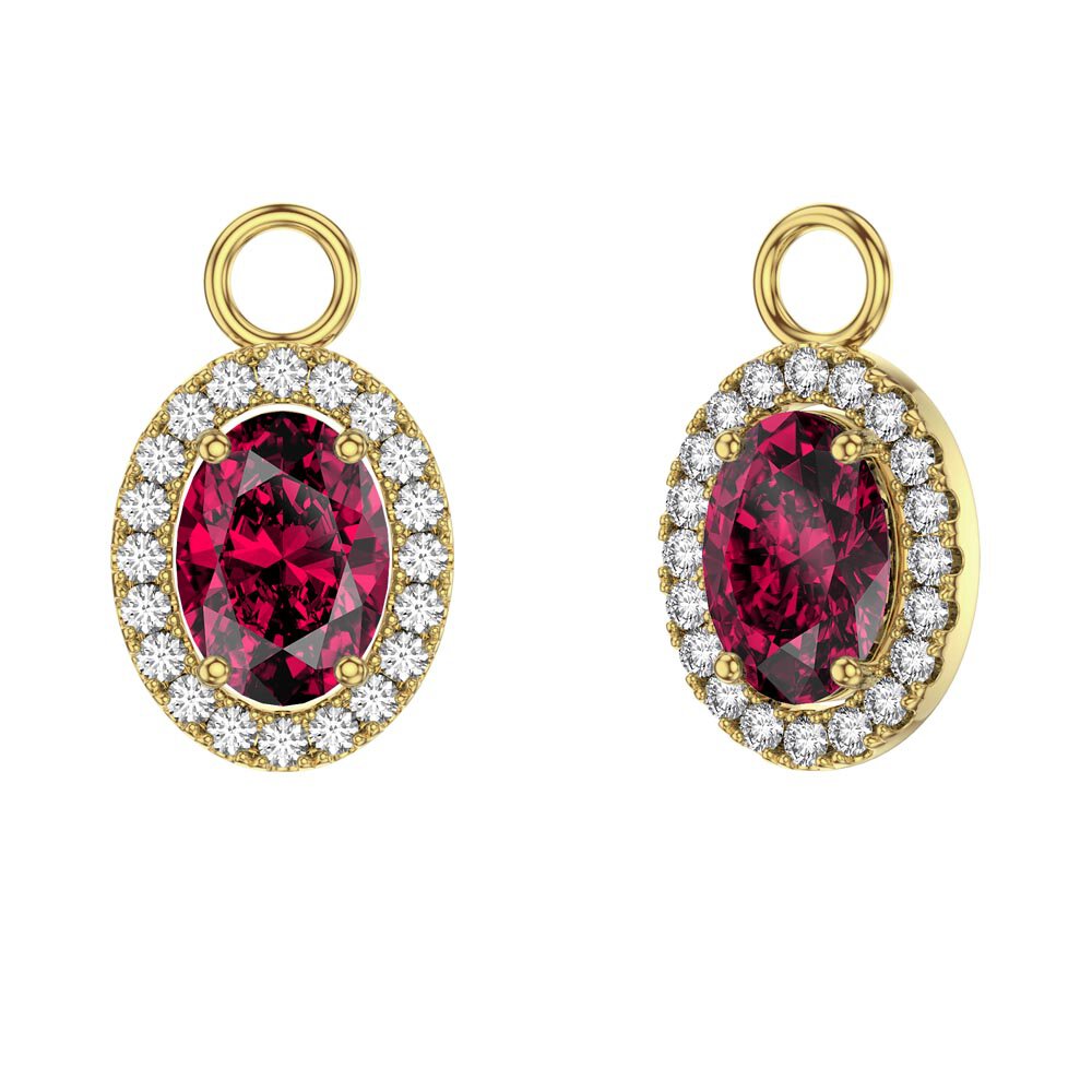 Eternity 1.5ct Ruby Oval Halo 18ct Gold Vermeil Interchangeable Earring Drops