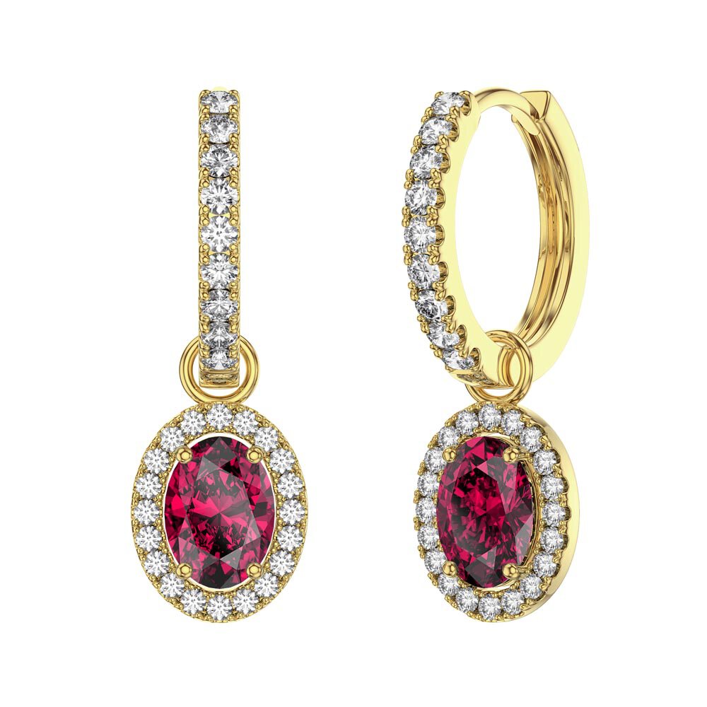 Eternity 1.5ct Ruby Oval Halo 18ct Gold Vermeil Interchangeable Earring Drops #5