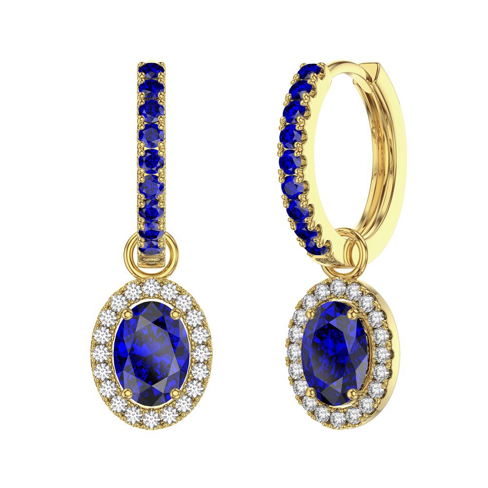 Eternity 1.5ct Sapphire Oval Halo 18ct Gold Vermeil Interchangeable Earring Drops #6