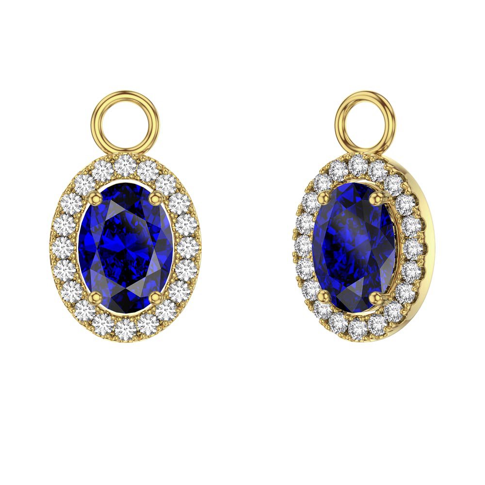 Eternity 1.5ct Sapphire Oval Halo 18ct Gold Vermeil Interchangeable Earring Drops