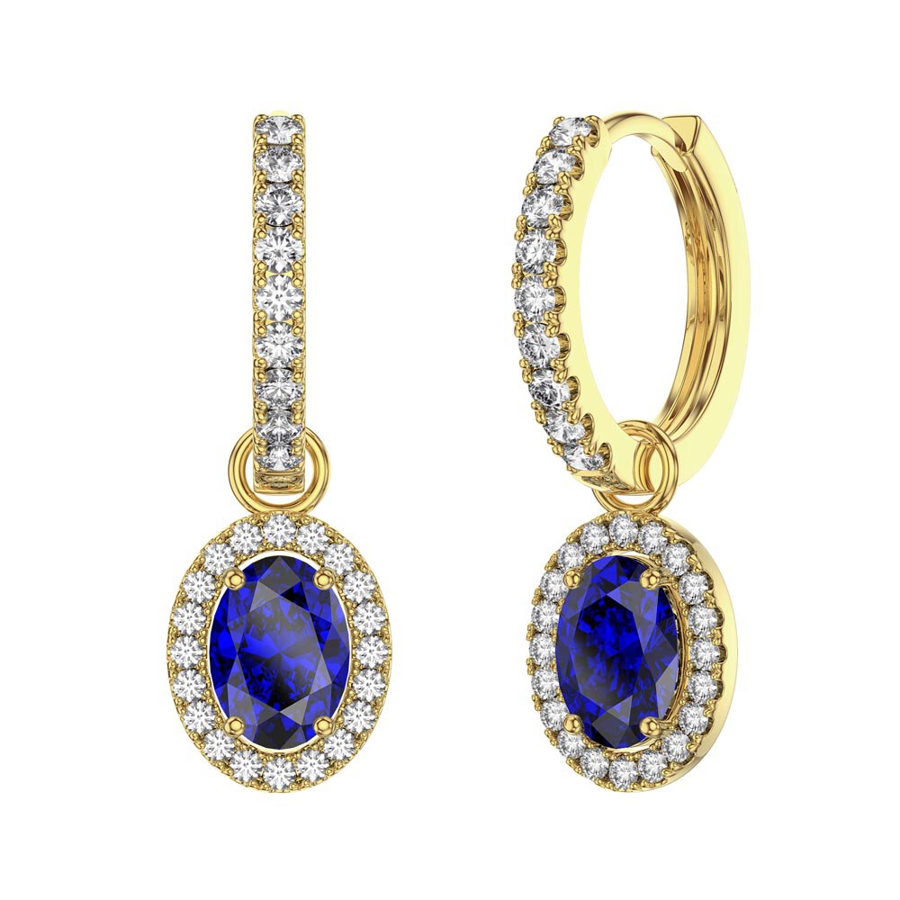 Eternity 1.5ct Sapphire Oval Halo 18ct Gold Vermeil Interchangeable Earring Drops #5