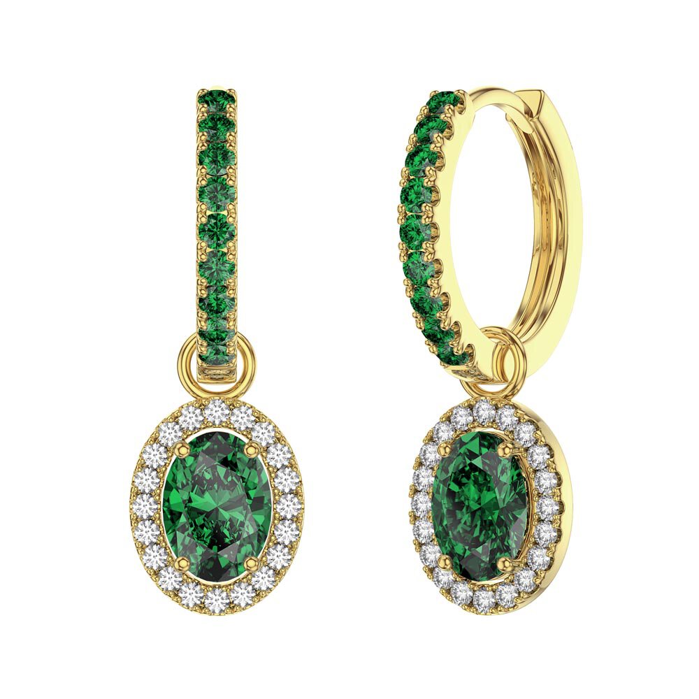 Eternity 1.5ct Emerald Oval Halo 18ct Gold Vermeil Interchangeable Hoop Dorp Set #6