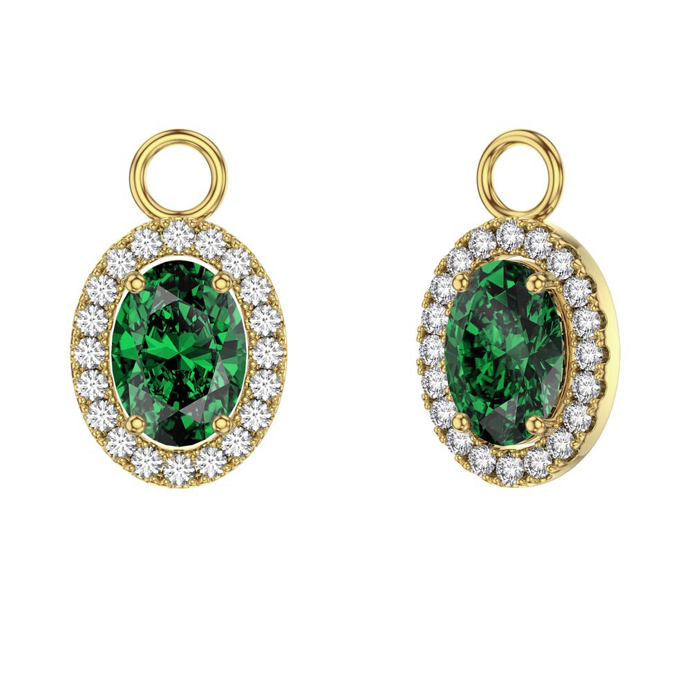 Eternity 1.5ct Emerald Oval Halo 18ct Gold Vermeil Interchangeable Hoop Dorp Set #5