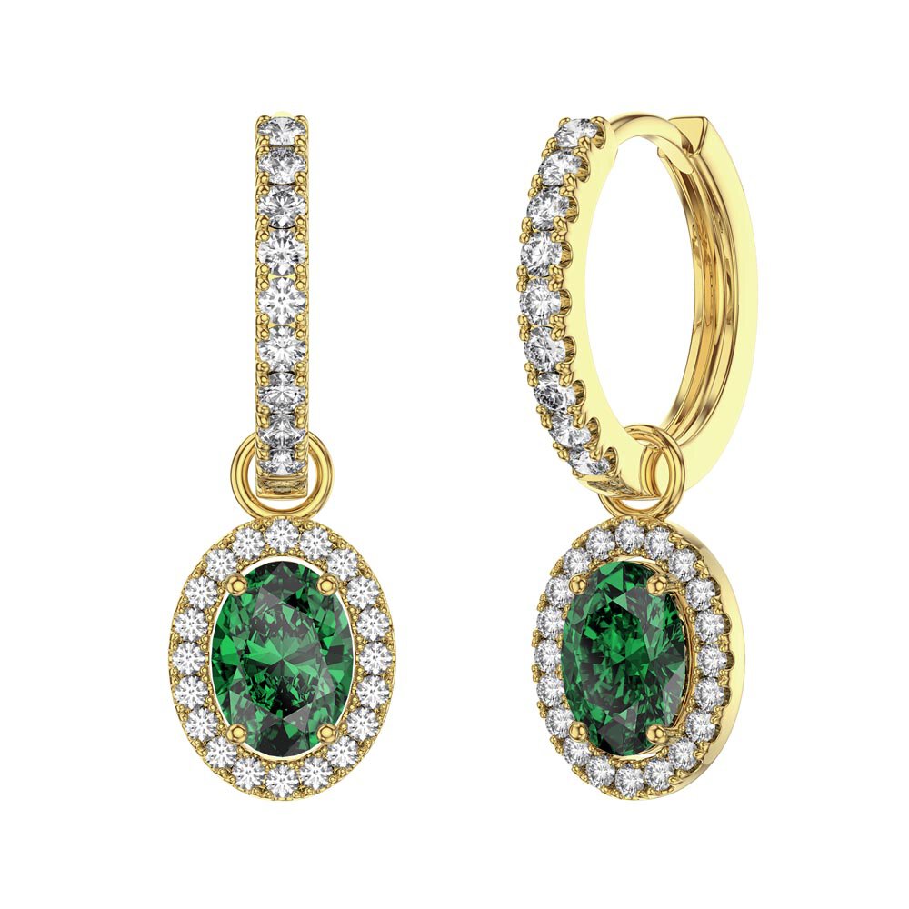 Eternity 1.5ct Emerald Oval Halo 18ct Gold Vermeil Interchangeable Hoop Dorp Set