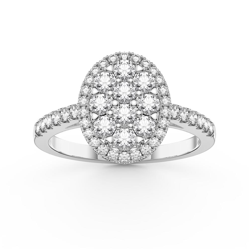 Stardust Lab Diamond Oval Halo 18ct White Gold Engagement Ring
