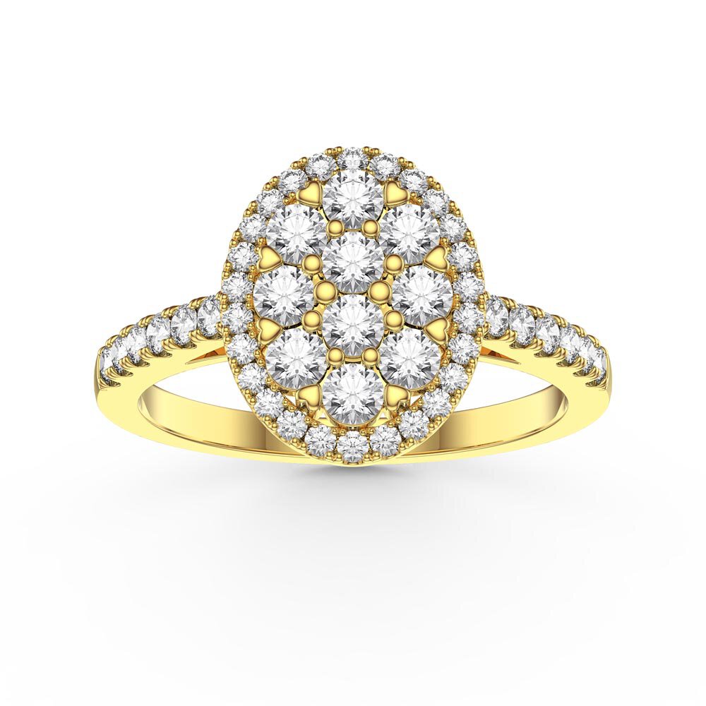 Stardust Lab Diamond Oval Halo 18ct Yellow Gold Engagement Ring