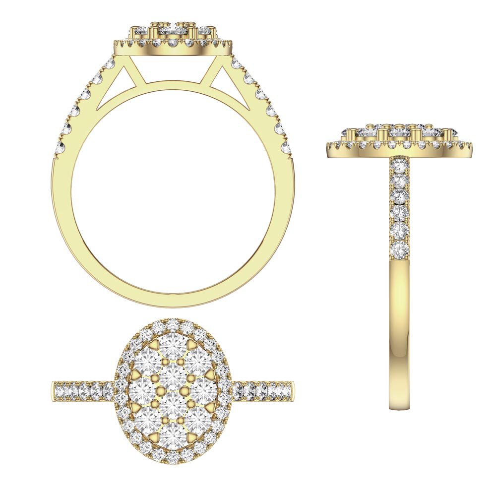Stardust Lab Diamond Oval Halo 18ct Yellow Gold Engagement Ring #3