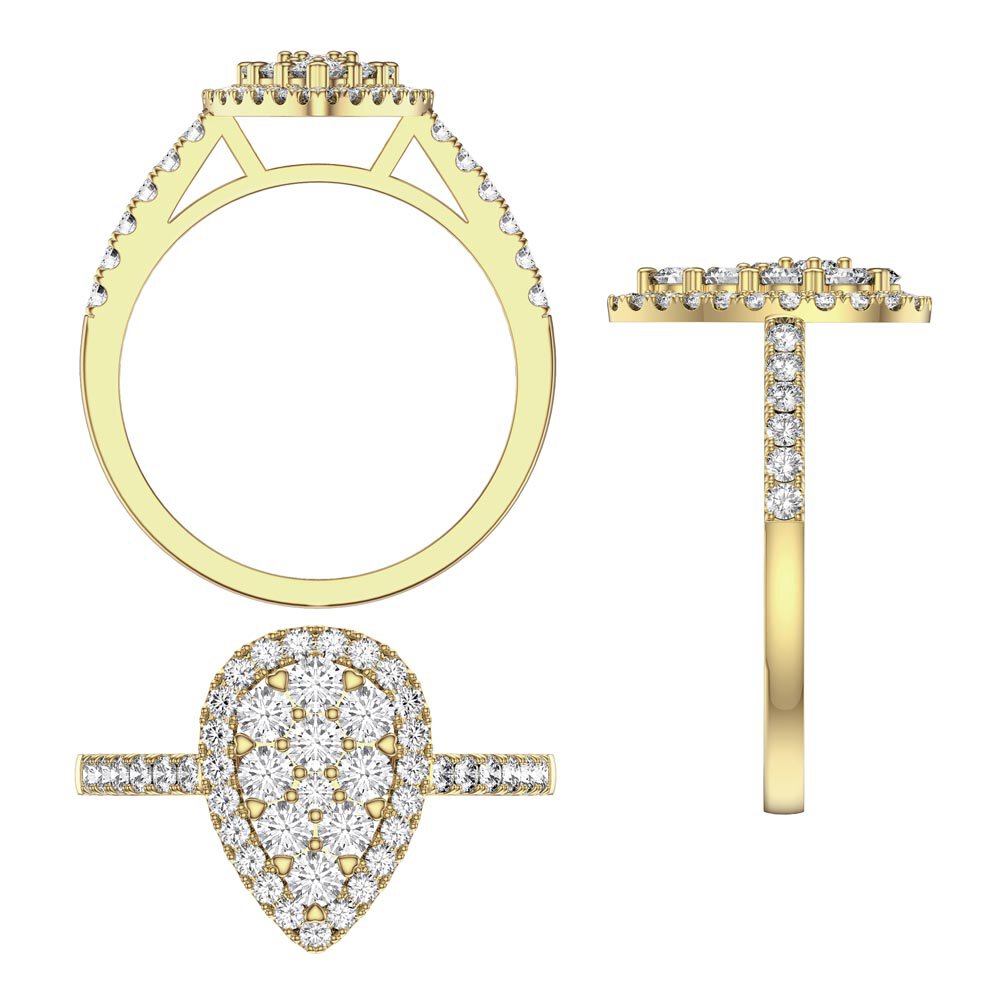 Stardust Lab Diamond Pear Halo 18ct Yellow Gold Engagement Ring #3