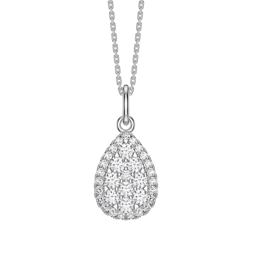 Stardust Lab Diamond Pear Halo 9ct White Gold Pendant