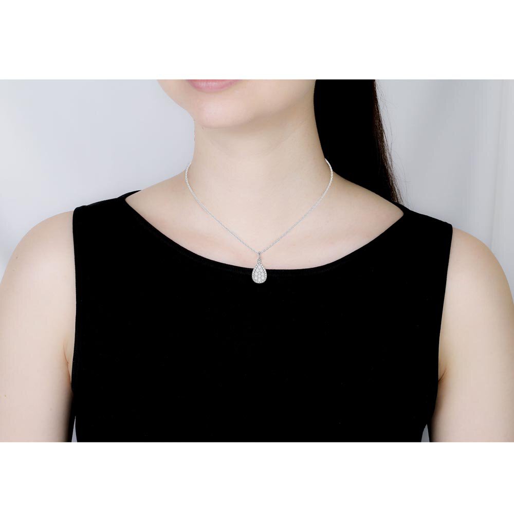 Stardust Lab Diamond Pear Halo 9ct White Gold Pendant #4