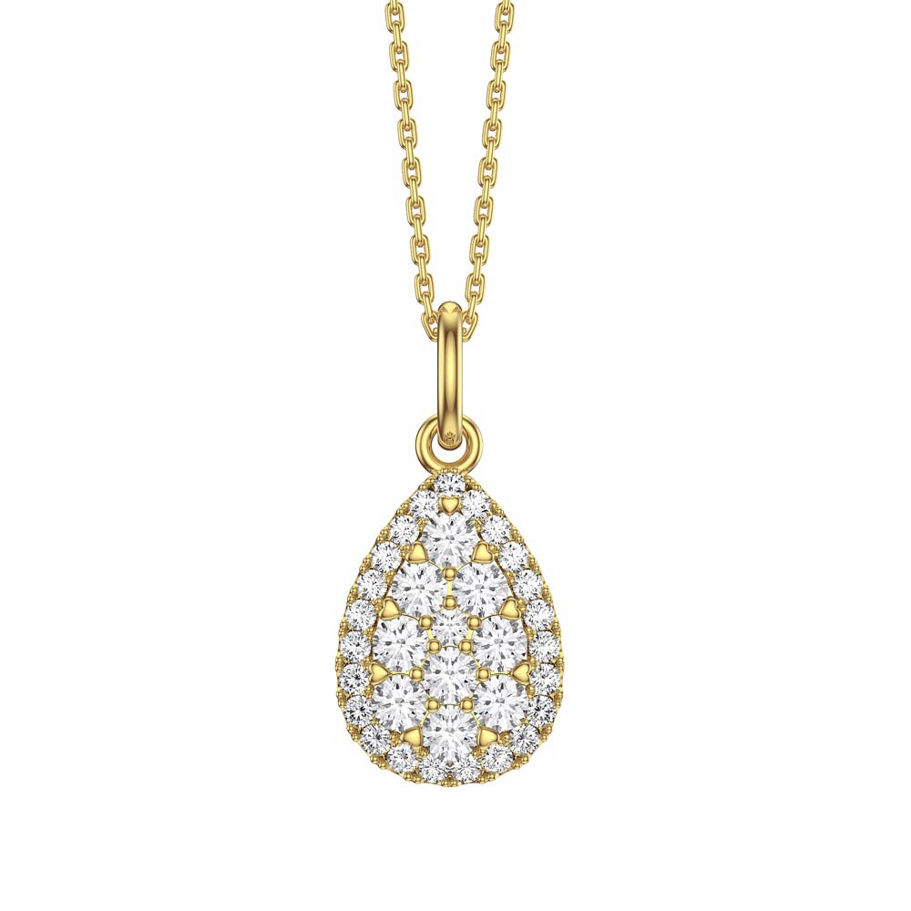 Stardust Lab Diamond Pear Halo 9ct Yellow Gold Pendant