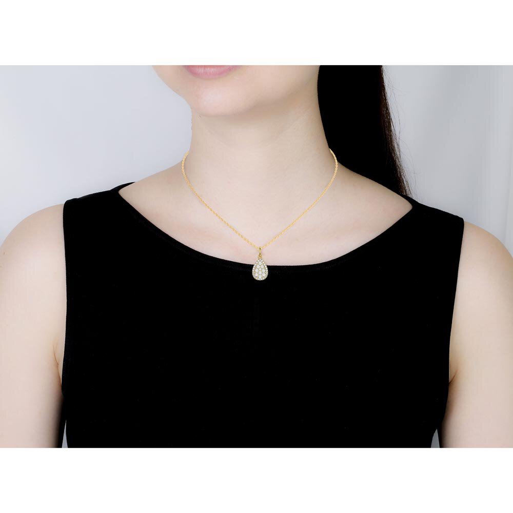 Stardust Lab Diamond Pear Halo 9ct Yellow Gold Pendant #4