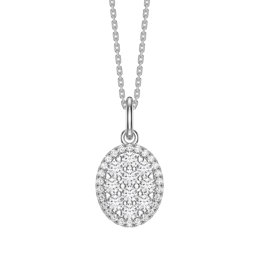 Stardust Lab Diamond Oval Halo 9ct White Gold Pendant