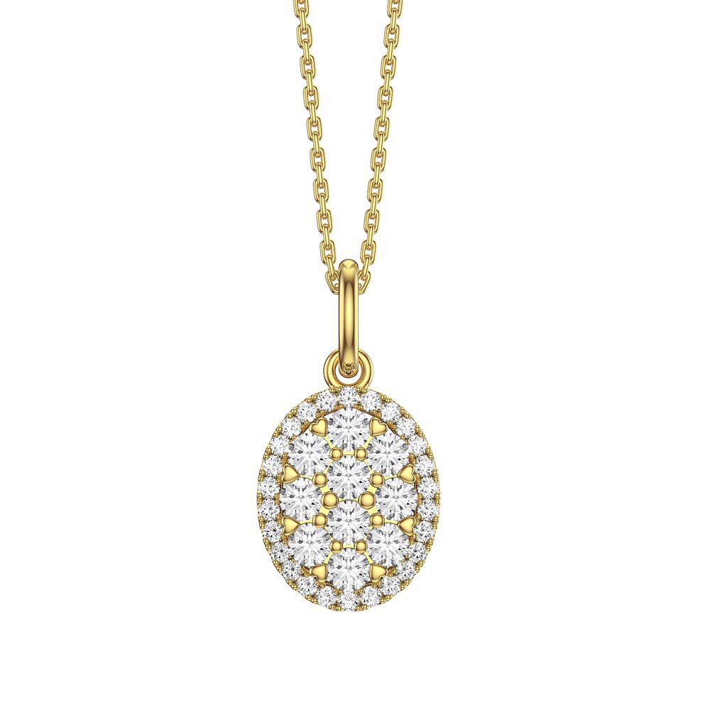 Stardust Lab Diamond Oval Halo 9ct Yellow Gold Pendant